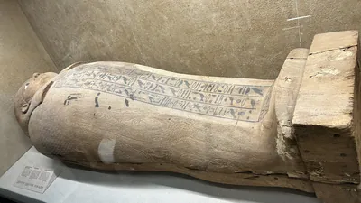Ancient wooden coffin of Imhotep from Egypts Late