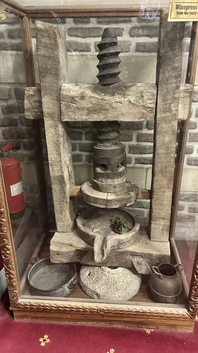 Old winepress displayed inside Saints Sergius and Bacchus Church, one of the oldest Christian churches in Cairo, Egypt